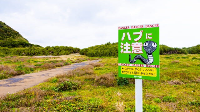 ハブに注意の看板