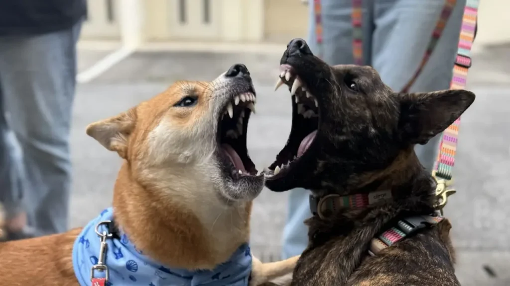 すごい顔だけど仲良しな犬たち