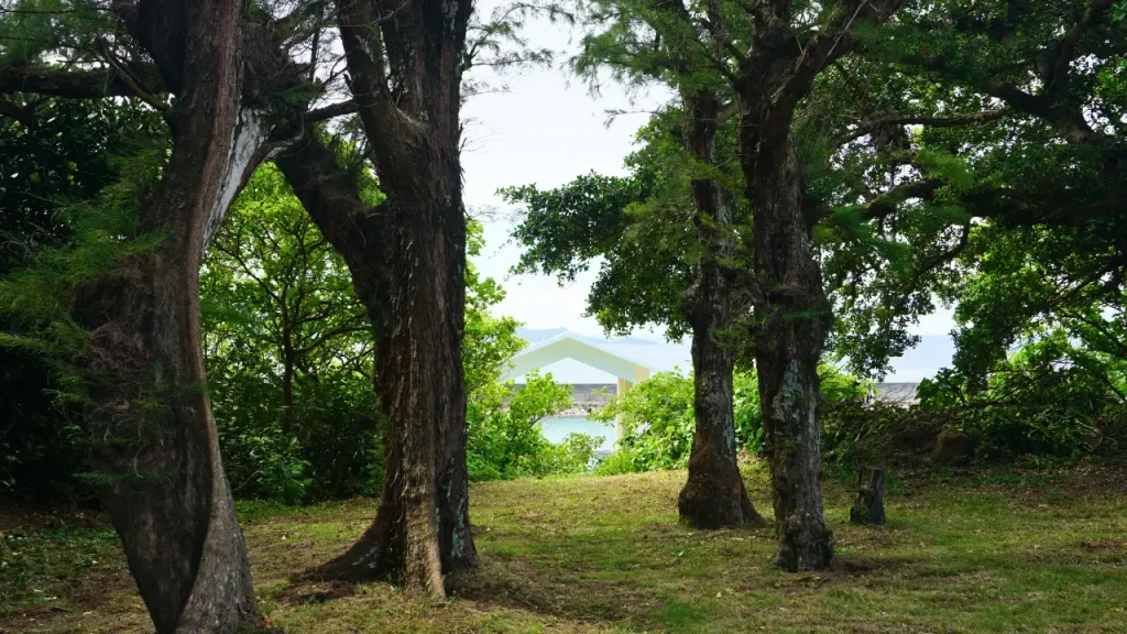 国王や聞得大君の来島に使われた君泊と集落の入口の大君口